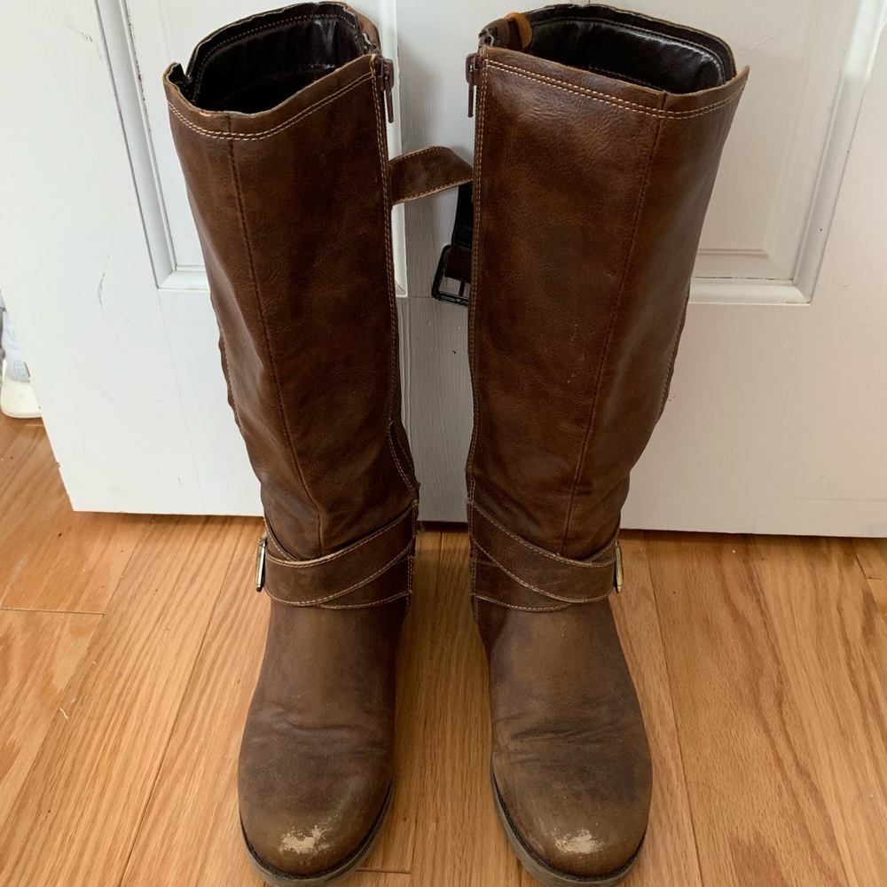 Brown riding boots
